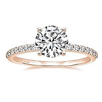 Eamti 925 Sterling Silver 125 Ct Rose Gold Round Solitaire Cubic Zirconia Engagement Ring Halo Promise Ring Size 95