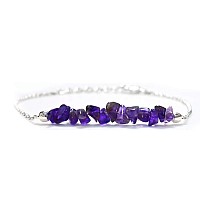 Gempires Natural Amethyst Chips Bar Bracelet February Birthstone Energy Healing Crystals Gift For Her Gemstone Jewelry 8 Inc