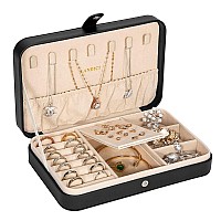 Landici Small Jewelry Box For Women Girls Pu Leather Travel Jewelry Organizer Case Portable Mini Jewellery Storage Holder Disp