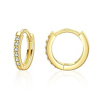 Small Hoop Huggies Earrings 14K Gold Plated S925 Sterling Silver Cubic Zirconia Huggie Cuff Earrings Valentines Day Jewelry Gif