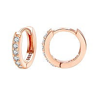 Small Hoop Huggie Earrings Rose Gold Plated S925 Sterling Silver Cubic Zirconia Huggie Tiny Cuff Earrings Jewelry Gift For Women