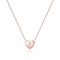 Memorjew 925 Sterling Silver Initial Necklace For Girls Rose Gold Small Letter Z Initial Heart Necklace For Women Girls Valent