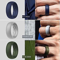 Thunderfit Silicone Wedding Rings For Men Breathable Airflow Inner Grooves 85Mm Wide 25Mm Thick Light Grey Grey Black