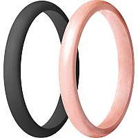 Thunderfit Silicone Womens Band Rings Thin Stackable 25Mm Width 18Mm Thick Black Rose Gold C Size 758 182Mm