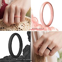 Thunderfit Silicone Womens Band Rings Thin Stackable 25Mm Width 18Mm Thick Black Rose Gold C Size 758 182Mm