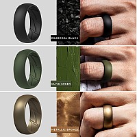 Thunderfit Silicone Wedding Rings For Men Breathable Airflow Inner Grooves 85Mm Wide 25Mm Thick Black Gunmetal Grey Ca