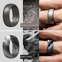 Thunderfit Silicone Wedding Rings For Men Breathable Airflow Inner Grooves 85Mm Wide 25Mm Thick Black Gunmetal Grey G