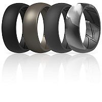 Thunderfit Silicone Wedding Rings For Men Breathable Airflow Inner Grooves 85Mm Wide 25Mm Thick Black Gunmetal Grey G