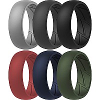 Thunderfit Silicone Wedding Rings For Men Breathable Airflow Inner Grooves 85Mm Wide 25Mm Thick Light Grey Grey Black