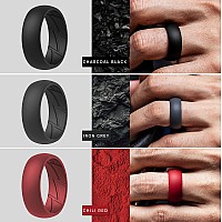 Thunderfit Silicone Wedding Rings For Men Breathable Airflow Inner Grooves 85Mm Wide 25Mm Thick Light Grey Grey Black