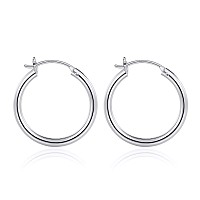 M Mooham Small Silver Hoop Earrings For Women White Gold Plated 925 Sterling Silver Post Hypoallergenic Chunky Mini Hoops Earri