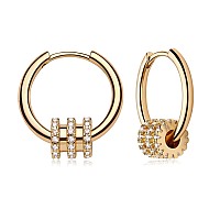 Myears Women Bali Hoop Earrings Gold Huggie Diamond Cubic Zirconia 14K Gold Filled Small Simple Handmade Hypoallergenic Everyday