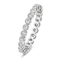 Eamti 925 Sterling Silver Wedding Band Milgrain Cubic Zirconia Full Stackable Eternity Engagement Rings For Women Size 55