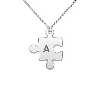 Cooljewelry Personalized Puzzle Pieces Matching Necklace Initial Necklace Custom Necklace A Piece Of Love Personalized Name Neck