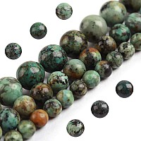 Filluck Natural Stone Beads 6Mm African Turquoise Polished Round Smooth Gemstone Beads For Jewelry Making Adults 15 Inchafrican