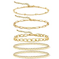 14K Gold Beaded Bracelets For Womendainty Gold Plated Chain Link Bracelet Stretchable Adjustable Braceleta Gold015Pcsga