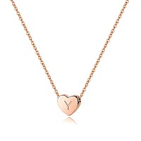 M Mooham Dainty Tiny Heart Y Necklace Rose Gold Plated 925 Sterling Tiny Heart Initial Pendant Alphabet Y Necklace For Women Te