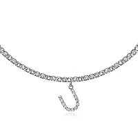 Initial U Necklaces For Women 14K White Gold Plated Cubic Zirconia Choker Silver Tennis Chain Letter Necklace Gift