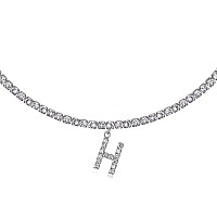 Initial H Necklaces For Women 14K White Gold Plated Cubic Zirconia Choker Silver Tennis Chain Letter Necklace Gift