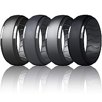 Dookeh Breathable Mens Silicone Wedding Rings Rubber Ring Bands For Men Black Blue Camo Engagement Band Best For Workout 14