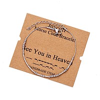 Joycuff Memorial Gifts For Women See You In Heaven Morse Code Chain Bracelets For Woman Inspirational Sympathy Bangle For Loss O