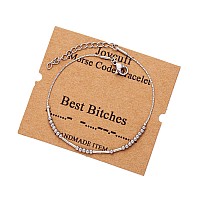 Joycuff Morse Code Chain Bracelets For Women Best B Funny Friend Gifts For Teen Girls Coworker Leaving Christmas Birthday G