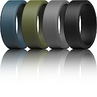 Thunderfit Silicone Rings For Men Bevelled 9Mm Wide Black Dark Grey Dark Blue Dark Green Size 10511 206Mm