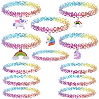 Bodyj4You 12Pc Choker Necklace Set Rainbow Unicorn Pegasus Pendant Charm Stretch Jewelry Women Teen Girls Kids Multicolor Pride