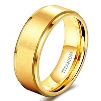 Tigrade 4Mm 6Mm 8Mm 10Mm Black Titanium Rings Wedding Band Matte Comfort Fit For Men Women Size 315Gold 8Mm Size 12