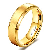 Tigrade 4Mm 6Mm 8Mm 10Mm Black Titanium Rings Wedding Band Matte Comfort Fit For Men Women Size 315Gold 6Mm Size 6