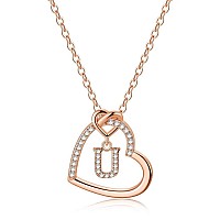 M Mooham Rose Gold Initial Necklaces For Girls Initial U Necklace For Girls Necklaces For Teen Girls Letter Necklace Rose Gold