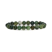 Adabele Real Natural Moss Agate Gemstone Beaded Bracelet 8 Inch Stretch Chakras Healing Crystal Stone Jewelry Women Men Mom Gift