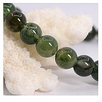 Adabele Real Natural Moss Agate Gemstone Beaded Bracelet 8 Inch Stretch Chakras Healing Crystal Stone Jewelry Women Men Mom Gift