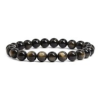 Adabele Real Natural Gold Sheen Obsidian Gemstone Beaded Bracelet 8 Inch Stretch Chakras Healing Crystal Stone Jewelry Energy Qu