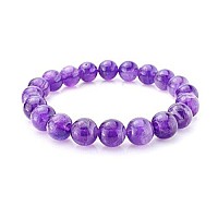 Real Natural Grade A Purple Amethyst Bracelet 8 Inch Stretch Gemstone Beaded Bracelet Chakras Healing Crystal Stone Jewelry Wome