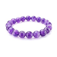 Real Natural Grade A Purple Amethyst Bracelet 8 Inch Stretch Gemstone Beaded Bracelet Chakras Healing Crystal Stone Jewelry Wome