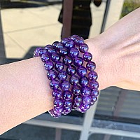 Real Natural Grade A Purple Amethyst Bracelet 8 Inch Stretch Gemstone Beaded Bracelet Chakras Healing Crystal Stone Jewelry Wome