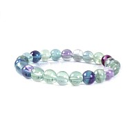 Adabele Real Natural Multicolor Fluorite Gemstone Beaded Bracelet 8 Inch Stretch Chakras Healing Crystal Stone Jewelry Women Men