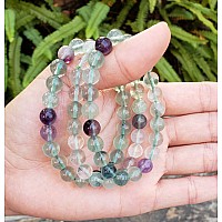 Adabele Real Natural Multicolor Fluorite Gemstone Beaded Bracelet 8 Inch Stretch Chakras Healing Crystal Stone Jewelry Women Men