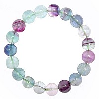 Adabele Real Natural Multicolor Fluorite Gemstone Beaded Bracelet 8 Inch Stretch Chakras Healing Crystal Stone Jewelry Women Men