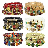 Bohemian Bracelet Sets For Women 6 Sets Stackable Stretch Bracelets Multicolor Boho Jewelry For Women Hippie Bracelets Dainty