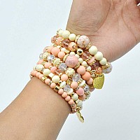 Bohemian Bracelet Sets For Women 6 Sets Stackable Stretch Bracelets Multicolor Boho Jewelry For Women Hippie Bracelets Dainty