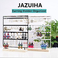 Jazuiha Earrings Organizer 5Layer 100 Holes Ear Stud Holder Earring Display Stand Wooden Base Jewelry Organizer For Hanging Ear