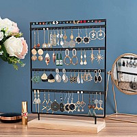 Jazuiha Earrings Organizer 5Layer 100 Holes Ear Stud Holder Earring Display Stand Wooden Base Jewelry Organizer For Hanging Ear