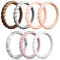 Egnaro Silicone Wedding Ring For Womenseamless Thin And Stackble Braided Rubber Wedding Bands Rubber Rings For Women