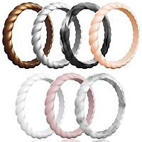 Egnaro Silicone Wedding Ring For Womenseamless Thin And Stackble Braided Rubber Wedding Bands Rubber Rings For Women