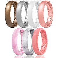 Egnaro Inner Arc Ergonomic Breathable Design Silicone Rings For Women With Half Sizes Womens Silicone Wedding Band5Mm Wide2