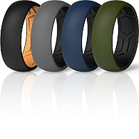 Thunderfit Men Breathable Air Grooves Silicone Wedding Ring Wedding Bands 78Mm Wide 18Mm Thick Blackgrey A Orange Eblack