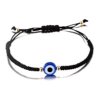 Kelistom Handmade String Evil Eye Bracelet For Women Men Girls Boys Black Red Thread Adjustable Bracelets Minimalist Jewelry