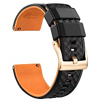 Ritche 24Mm Silicone Watch Band Quick Release Rubber Watch Bands For Men Women Black Top Pumpkin Orange Bottom Gold Buckle